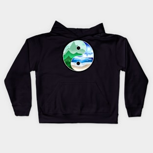 Logo Yin And Yang - Mountains And Ocean For Earth Day Kids Hoodie